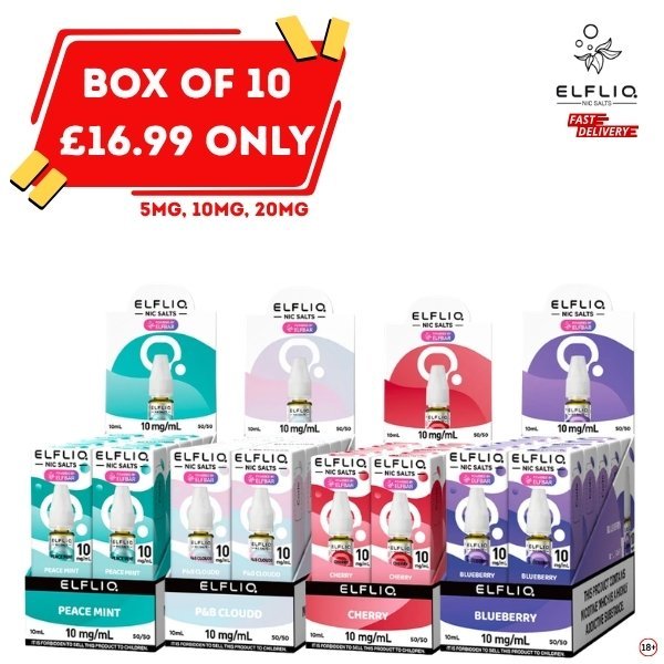 Elfliq Nic Salts 10 Pack 10ml Elf Bar e-liquids